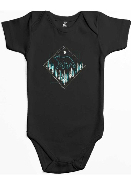 Bear Takım Yıldızı Siyah Renk Bebek Body Zıbın
