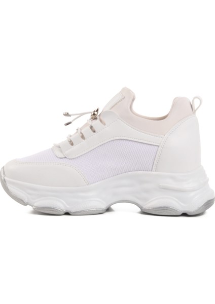 Beyaz Yüksek Taban Kadın Sneaker 6064 Z