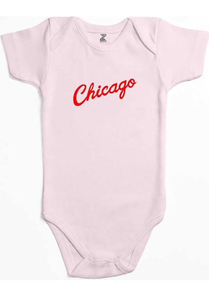Chicago Yazı Pembe Renk Bebek Body Zıbın