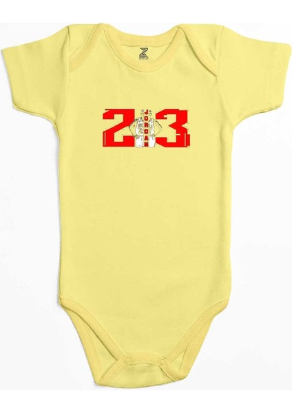 Michael Jordn 23 Sarı Renk Bebek Body Zıbın