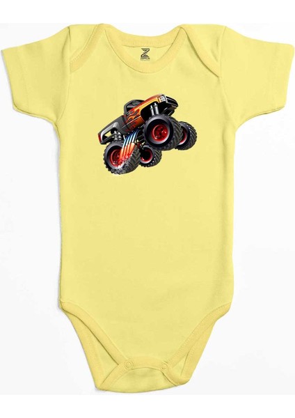 Cartoon Monster Truck Sarı Renk Bebek Body Zıbın