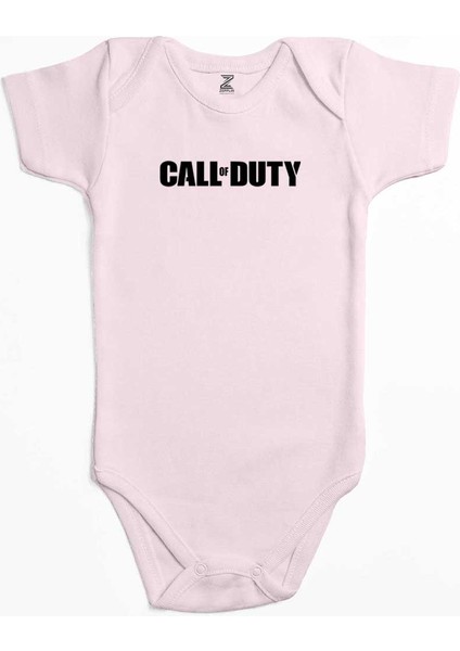 Call Of Duty Black Text Pembe Renk Bebek Body Zıbın