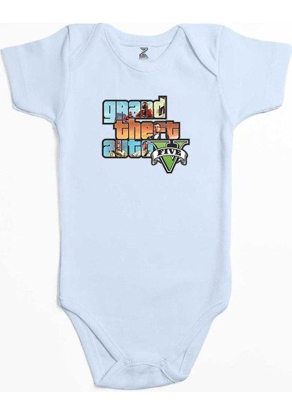 Grand Theft Auto Five Mans Mavi Renk Bebek Body Zıbın