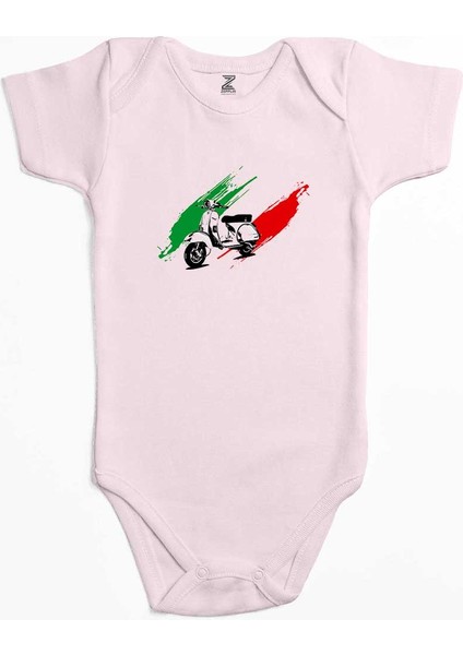 Vespa In Italy Pembe Renk Bebek Body Zıbın