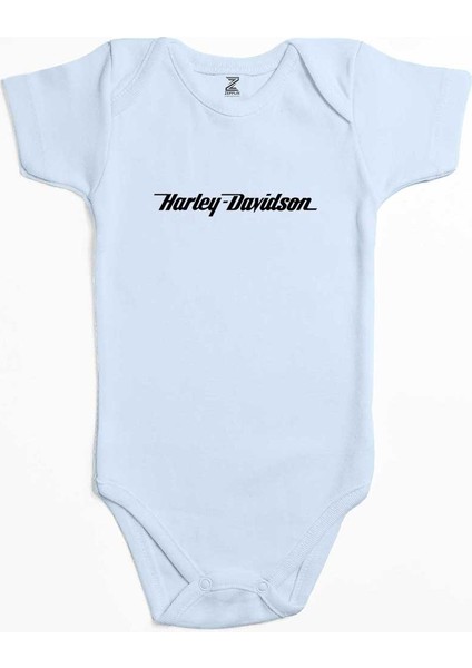 Harley Chopper Logo Type Mavi Renk Bebek Body Zıbın