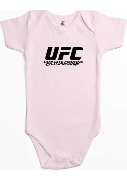 Ufc Logo Ultimate Championship Pembe Renk Bebek Body Zıbın
