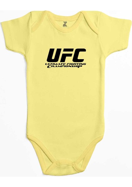 Ufc Logo Ultimate Championship Sarı Renk Bebek Body Zıbın