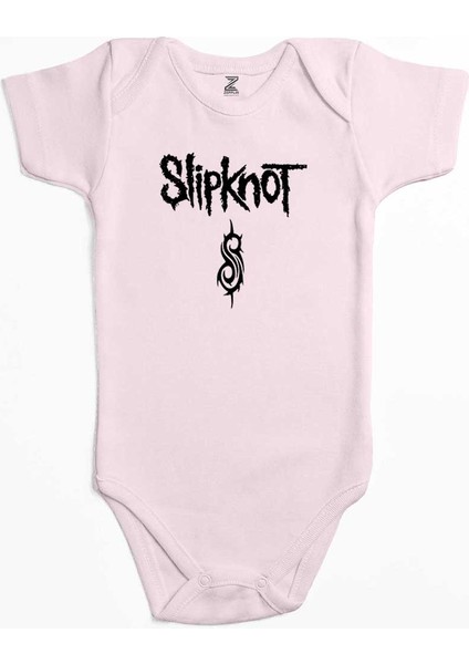 Slipknot Logo Text Pembe Renk Bebek Body Zıbın