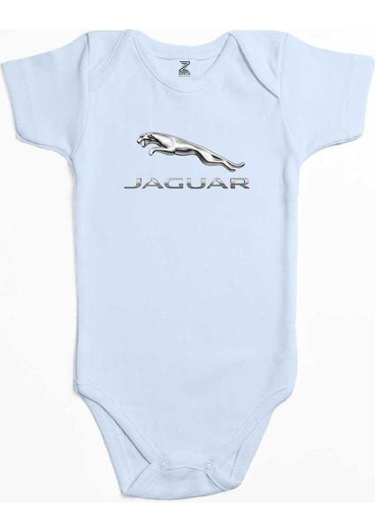 Jaguar Logo Silver Mavi Renk Bebek Body Zıbın