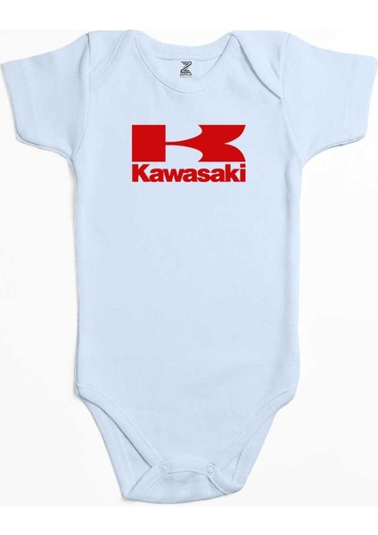 Kawaski Red Logo Mavi Renk Bebek Body Zıbın