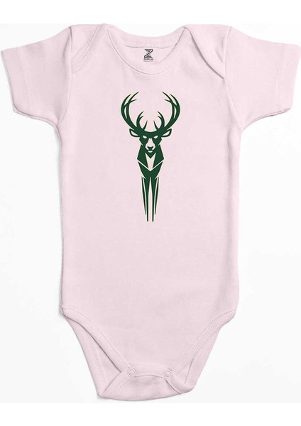 Milwaukee Bucks Logo Pembe Renk Bebek Body Zıbın