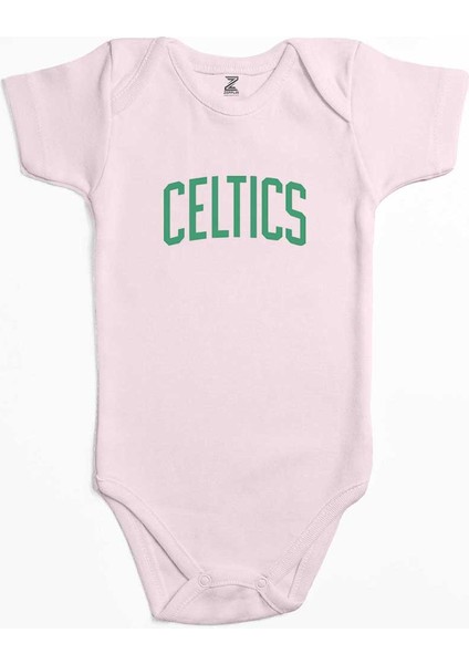 Boston Celtcs Yazı Pembe Renk Bebek Body Zıbın