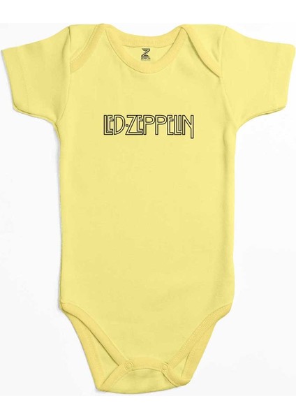 LED Zeppelin Logo 2 Sarı Renk Bebek Body Zıbın