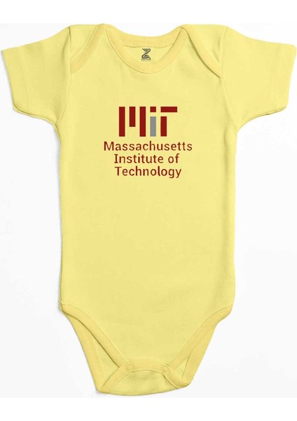 Massachusetts Institute Of Technology Logo Sarı Renk Bebek Body Zıbın