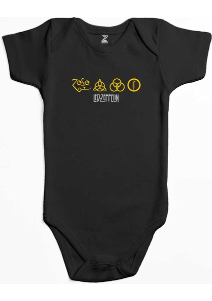 LED Zeppelin Zoso Yellow Siyah Renk Bebek Body Zıbın