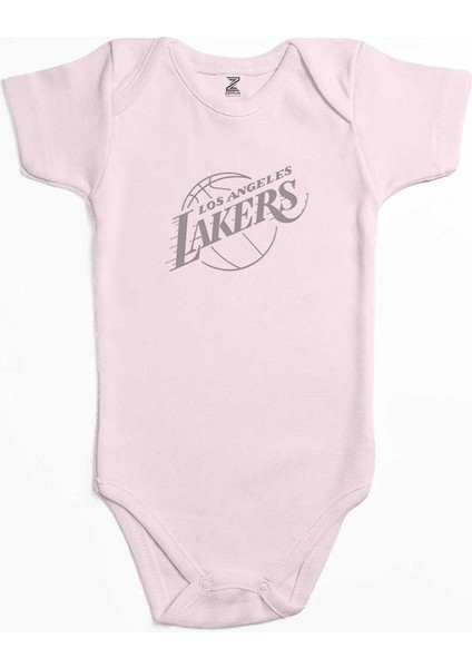 Los Angels Lakers Grey Silhouette Pembe Renk Bebek Body Zıbın