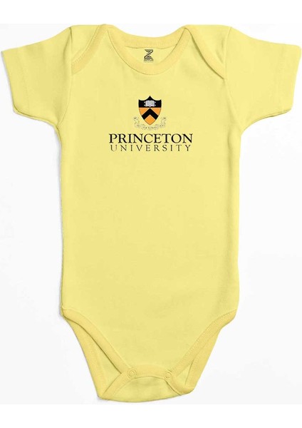 Princeton University Text Logo Sarı Renk Bebek Body Zıbın