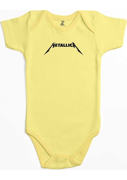 Metallica Classic Logo Sarı Renk Bebek Body Zıbın