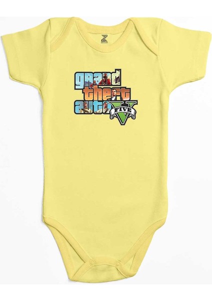 Grand Theft Auto Five Mans Sarı Renk Bebek Body Zıbın