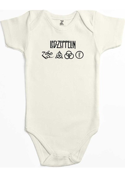LED Zeppelin Zoso Ekru Renk Bebek Body Zıbın
