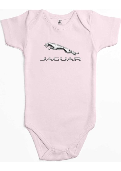 Jaguar Logo Silver Pembe Renk Bebek Body Zıbın