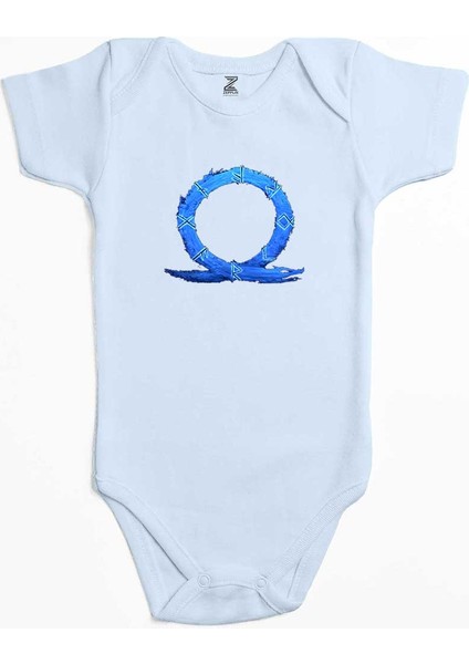 God Of War Ragnarok Blue Logo Mavi Renk Bebek Body Zıbın