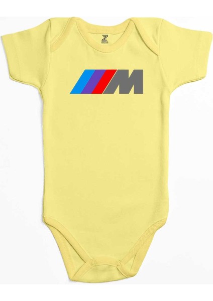 Bmw M Power Logo Sarı Renk Bebek Body Zıbın