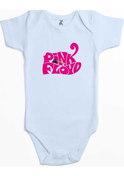 Pink Floyd Black Text Mavi Renk Bebek Body Zıbın