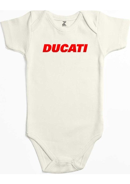 Ducati Red Logo Ekru Renk Bebek Body Zıbın