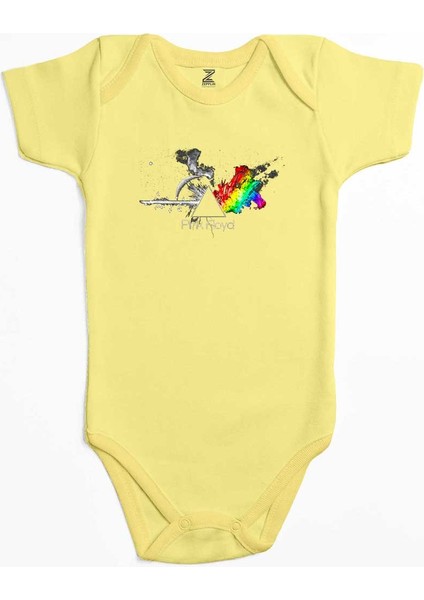 Pink Floyd Rainbow Sarı Renk Bebek Body Zıbın