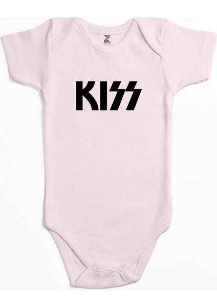 Kiss Logo 2 Pembe Renk Bebek Body Zıbın