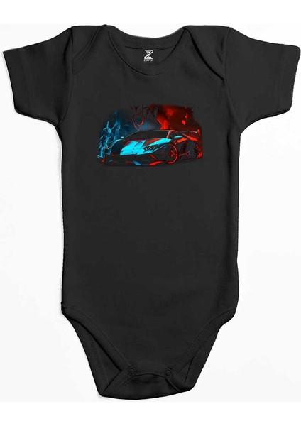 Lamborghni Blue Red Neon Siyah Renk Bebek Body Zıbın