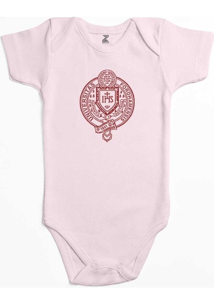 Fordham University Logo Pembe Renk Bebek Body Zıbın