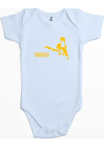 Nirvana Kurt Cobain Mavi Renk Bebek Body Zıbın