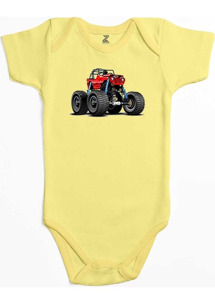 Jeep Canavar Kamyon Sarı Renk Bebek Body Zıbın