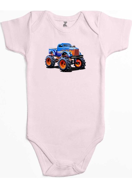 Canavar Kamyon Suv Pembe Renk Bebek Body Zıbın