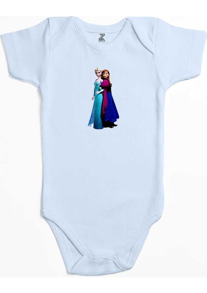 Karlar Ülkesi Elsa ve Anna Mavi Renk Bebek Body Zıbın