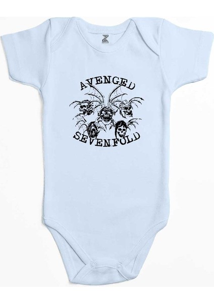 Avenged Sevenfold Smile Skulls Mavi Renk Bebek Body Zıbın