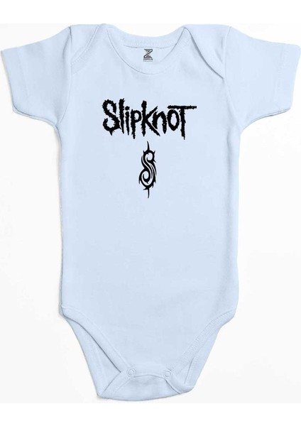Slipknot Logo Text Mavi Renk Bebek Body Zıbın