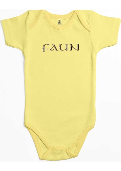Faun Color Logo Sarı Renk Bebek Body Zıbın