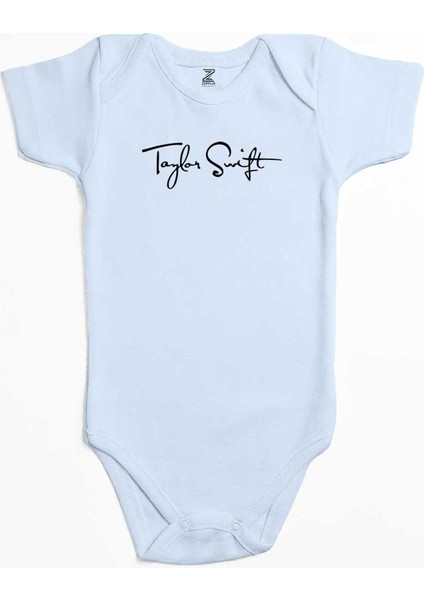 Taylor Swift Imza Mavi Renk Bebek Body Zıbın