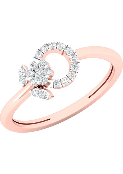 Pırlanta Süslemeli Rose Gold Tasarım Altın Yüzük