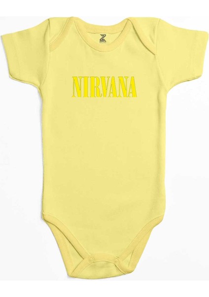 Nirvana Yazı Sarı Sarı Renk Bebek Body Zıbın