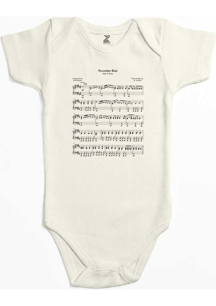 Guns N Roses November Rain Ekru Renk Bebek Body Zıbın