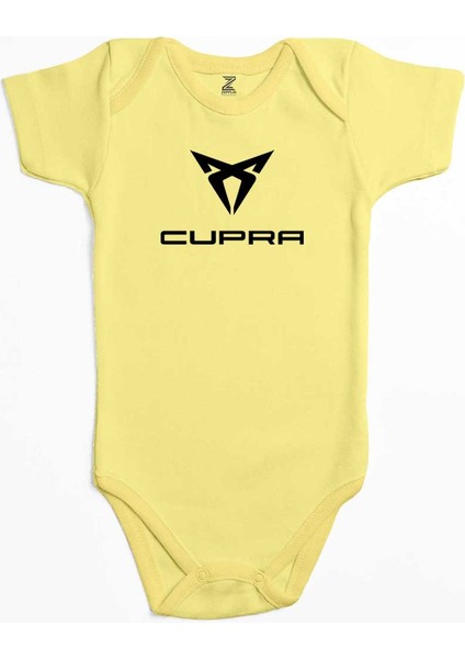 Cupra Logo Text Sarı Renk Bebek Body Zıbın