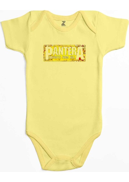 Pantera Cowboys From Hell Text Sarı Renk Bebek Body Zıbın