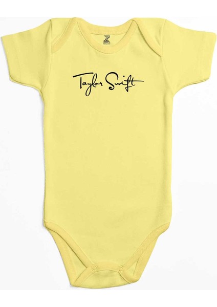 Taylor Swift Imza Sarı Renk Bebek Body Zıbın