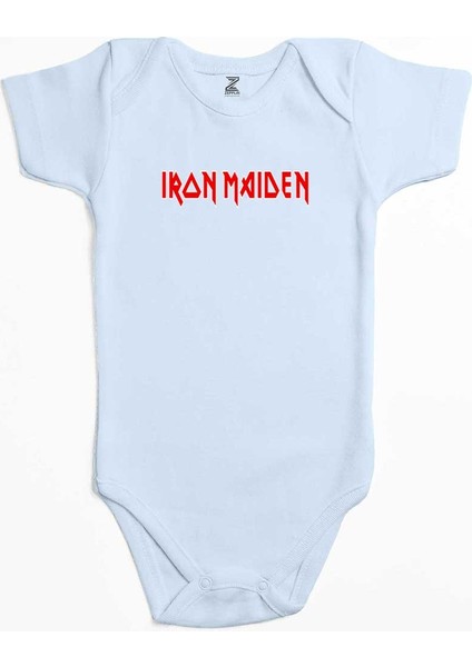 Iron Maiden Red Text Mavi Renk Bebek Body Zıbın