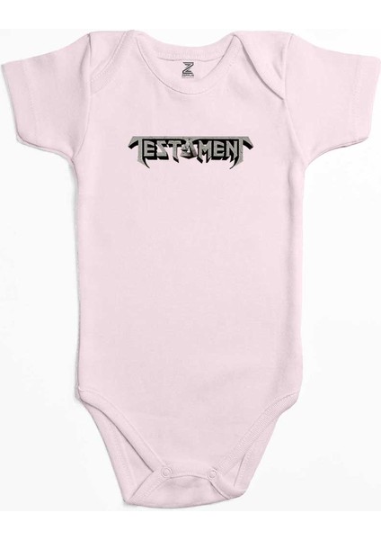 Testament Logo Pembe Renk Bebek Body Zıbın