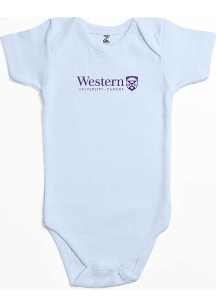 Western University Purple Logo Mavi Renk Bebek Body Zıbın